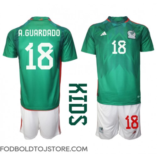 Mexico Andres Guardado #18 Hjemmebanesæt Børn VM 2022 Kortærmet (+ Korte bukser)